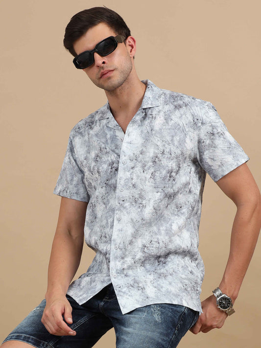  Men Glacier Pearl Cuban Collar Shirt