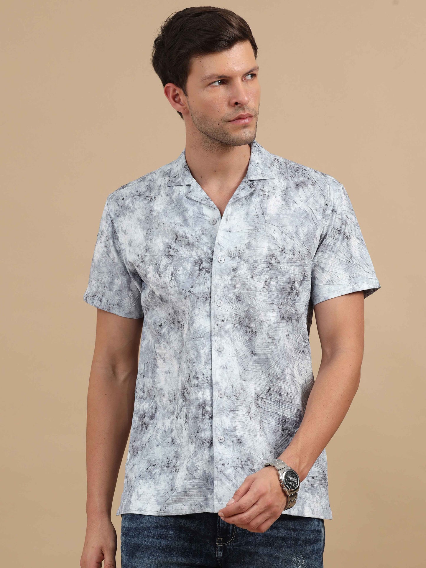 Men Glacier Pearl Cuban Collar Shirt