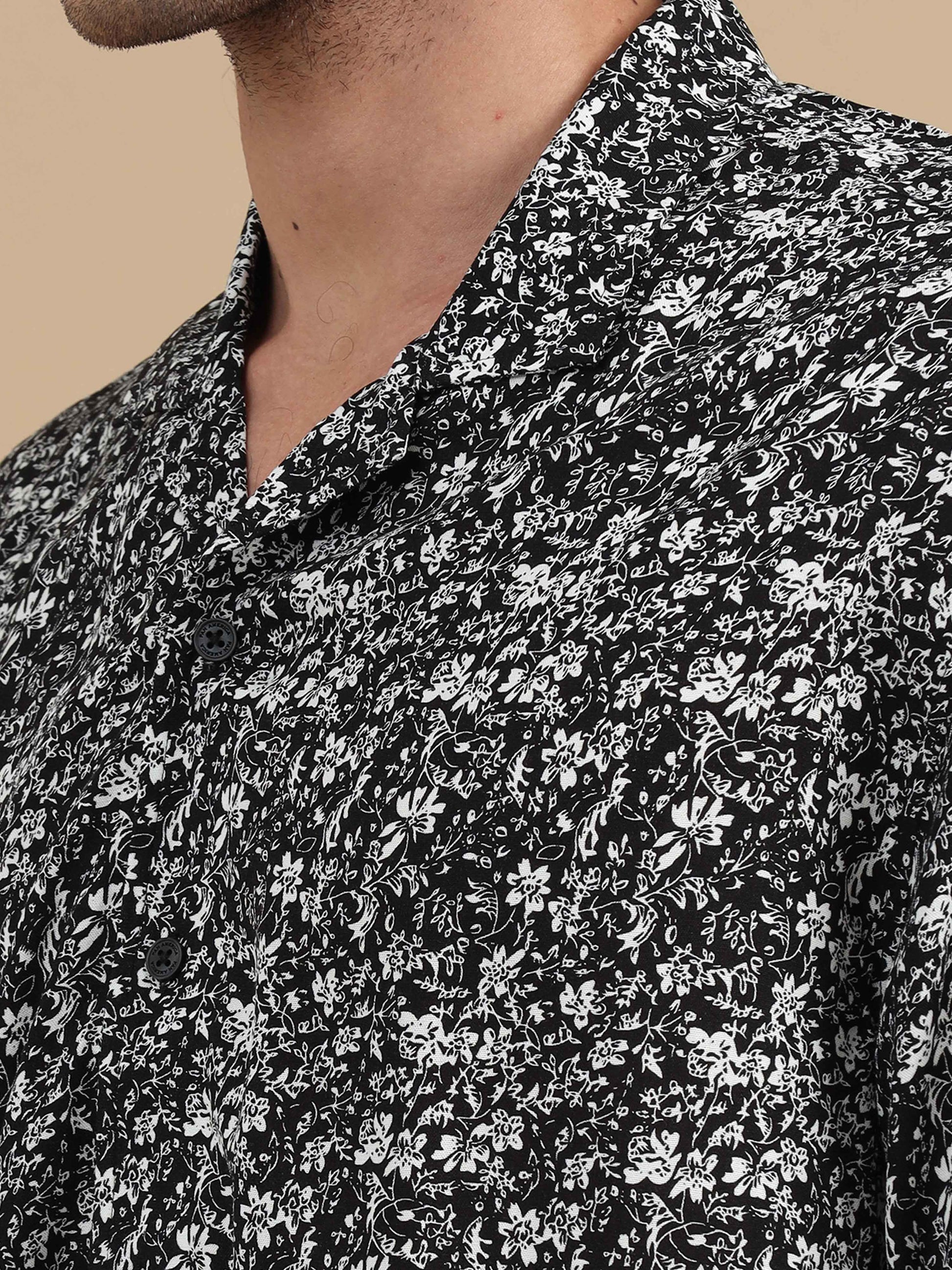 Mens Black Print Shirt