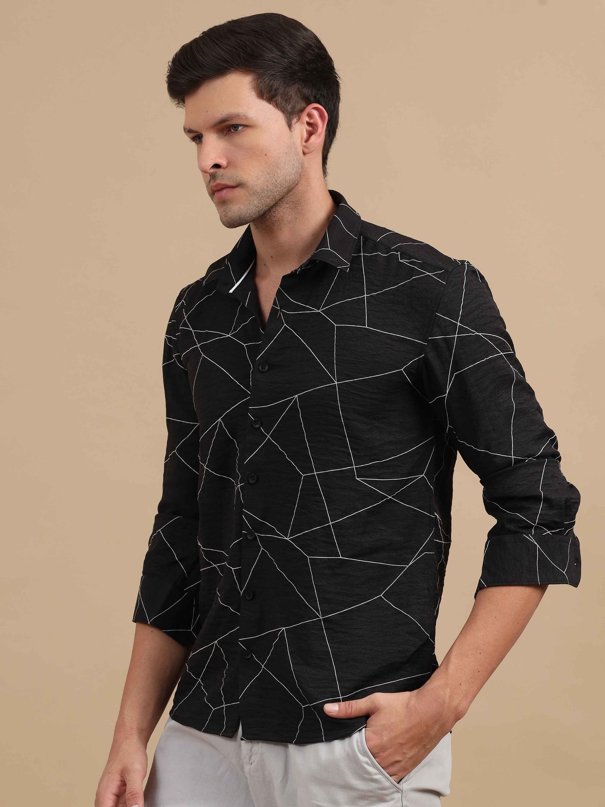  Black Printed Shirt for Men