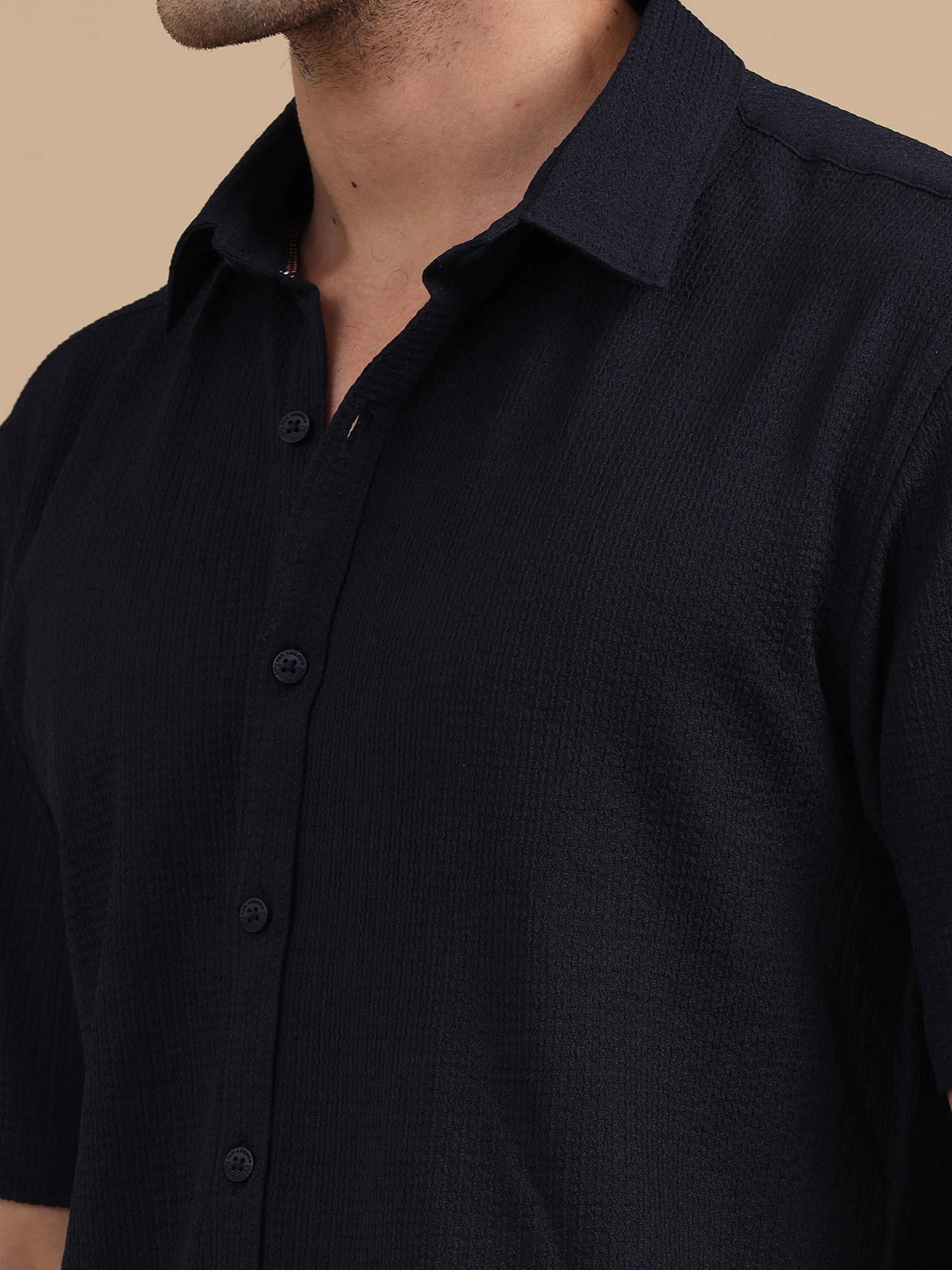 Smooth Crush Aswad half sleeve black shirt 