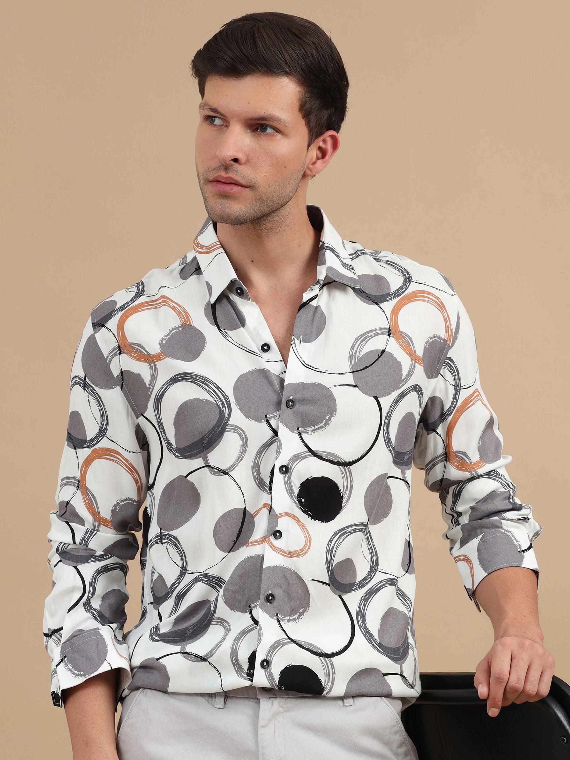 White Printed Shirt for Men