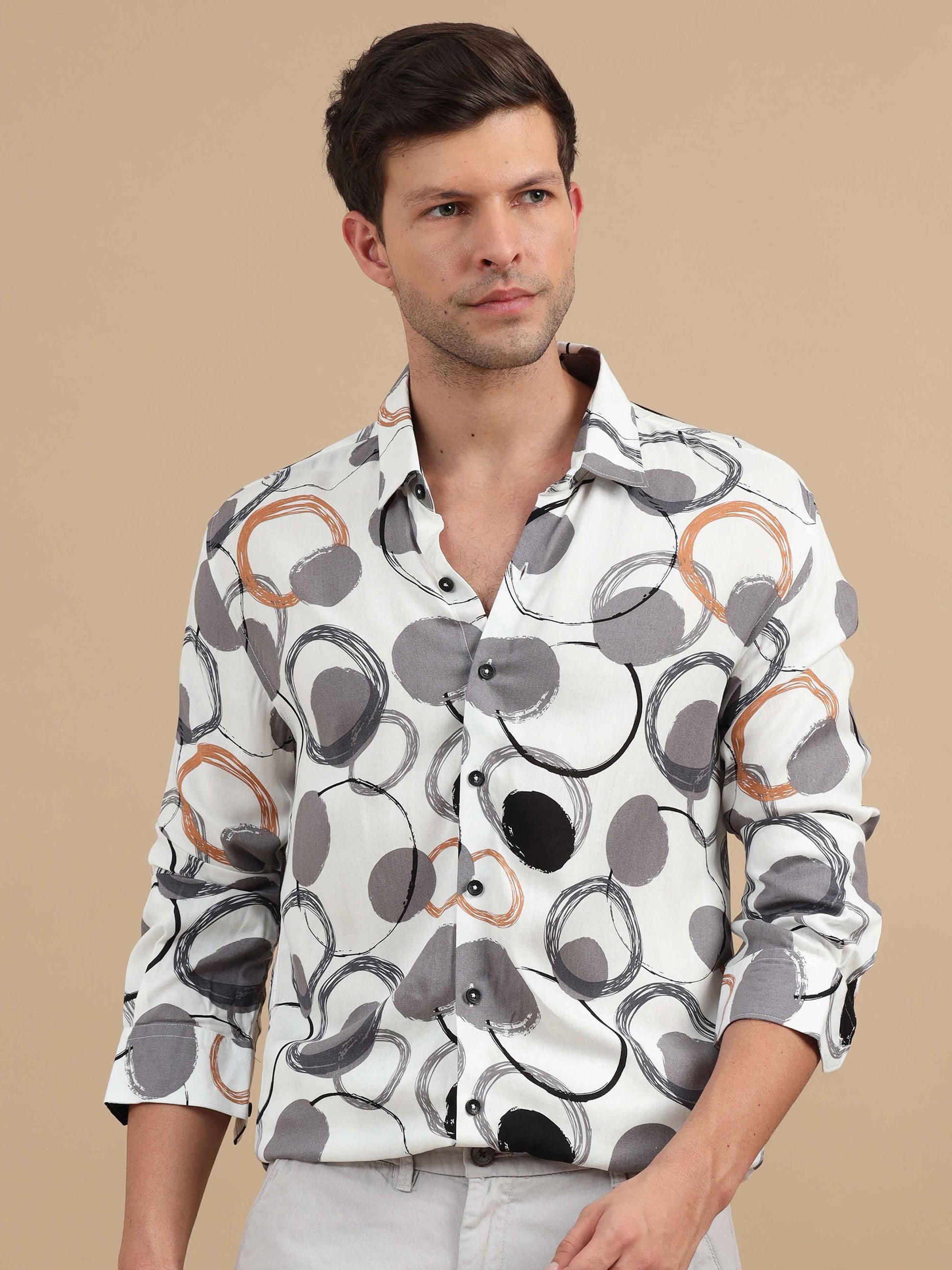 White Printed Shirt for Men