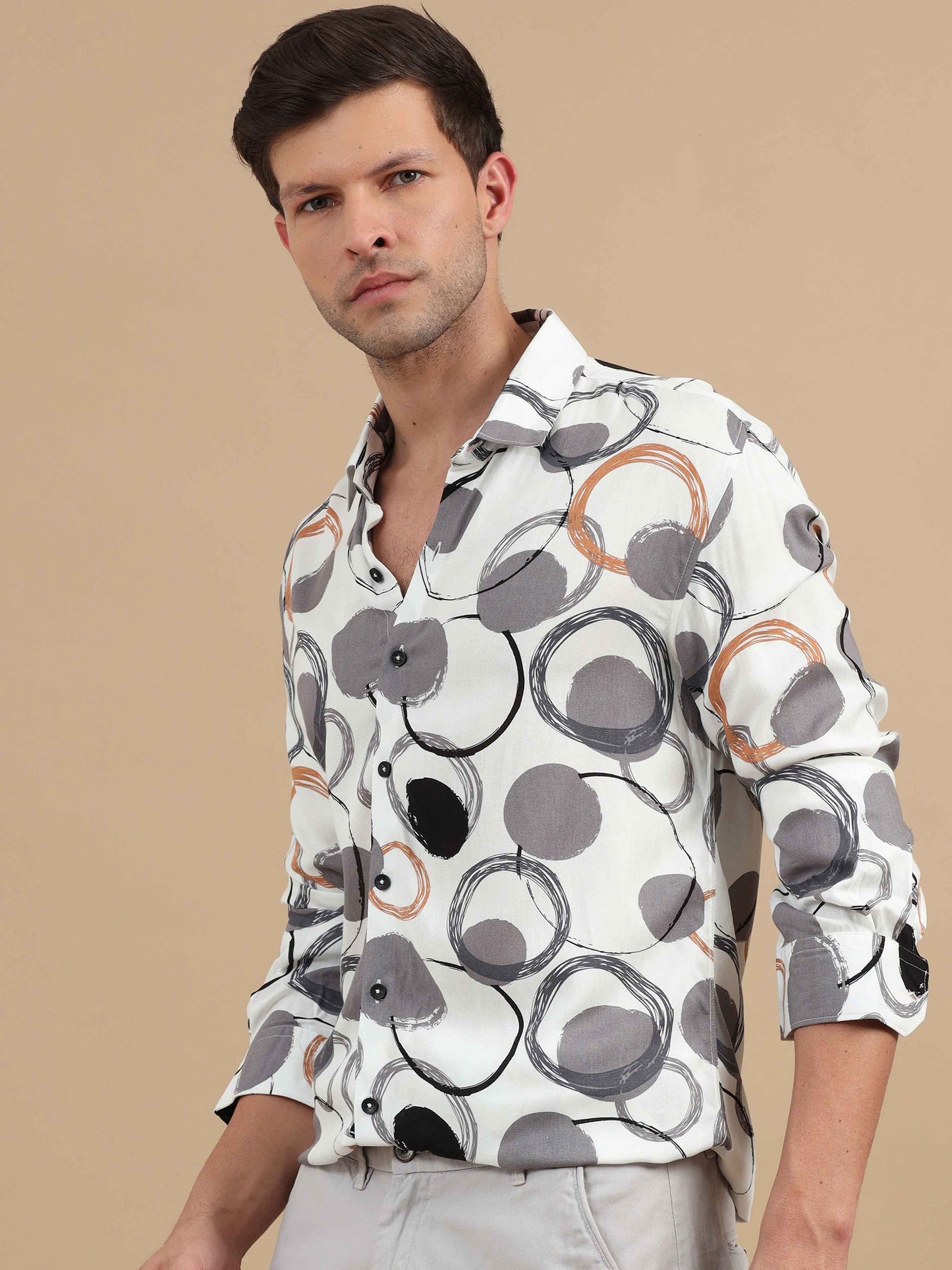 White Printed Shirt for Men